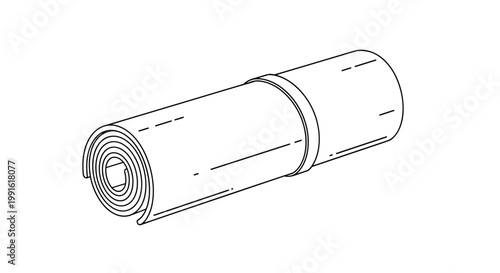 Rolled sheet of industrial material or insulation provides a clean and simple representation of construction supplies in line art.