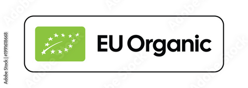 EU Organic Certification Label with Leaf Logo High Quality Vector Graphic for European Sustainable Food Standards and Natural Product Packaging