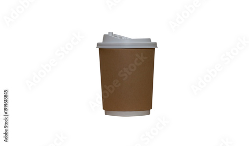 brown coffee cup isolated on transparent background and png file 