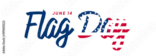 US Flag Day text isolated, hand lettering calligraphy logo