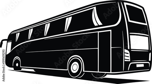 Black silhouette of a modern tour bus