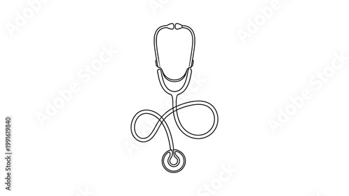 Minimalist Stethoscope Line Art Medical Symbol. Continuous line style. Hand drawn. Line art. Vector design. illustration