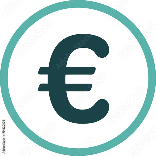Euro currency symbol inside circular frame representing european union economy and international finance exchange markets.