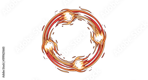 Blazing Circular Flames Burning Together.