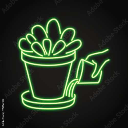 Plant bottom watering neon icon