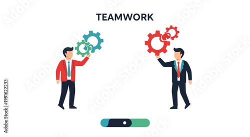 Teamwork and Collaboration Concept: Businessmen Connecting Gears