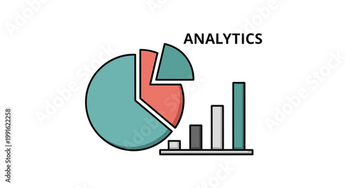 Analytics Pie Chart and Bar Graph Icons for Business Data Analysis and Reporting