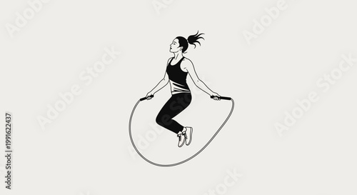 Woman Jumping Rope Silhouette - Fitness and Exercise Concept