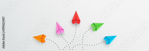 Different vision creative and Innovative solution for Business concepts with Paper plane
