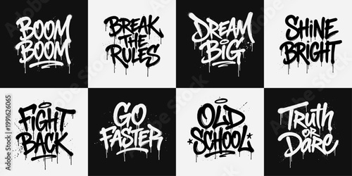 Graffiti Lettering Bundle – Street Spray Typography Vector Design 