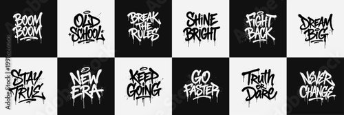 Graffiti Lettering Bundle – Street Spray Typography Vector Design 