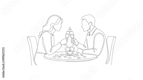 Couple enjoying a romantic dinner date.
