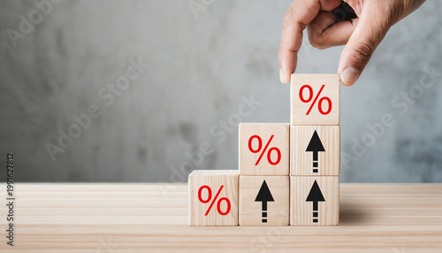 Tableau sur toile Rising financial interest rate graph concept