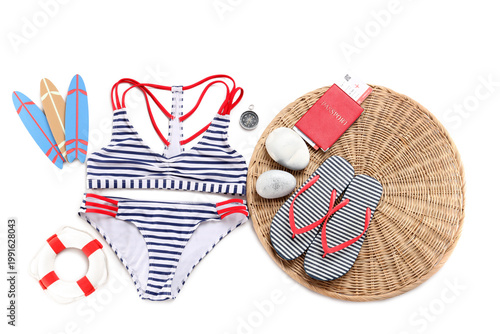 Stylish striped swimsuit wi...