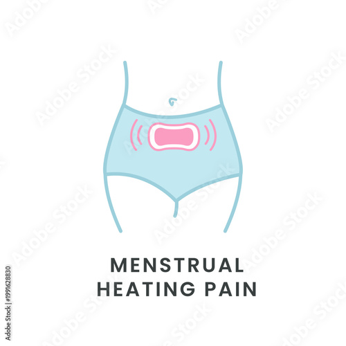 Menstrual Heating Pain Relief Illustration Icon. Feminine Care Heating Pad Icon Illustration.
