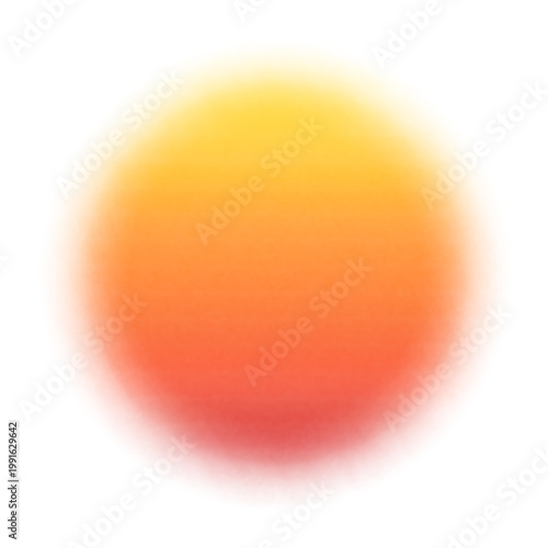 Abstract Blurred Retro Sun Gradient with Soft Orange and Yellow Glow Vibrant Summer Heat Sphere Circular Lighting Element Isolated on White Background for Design