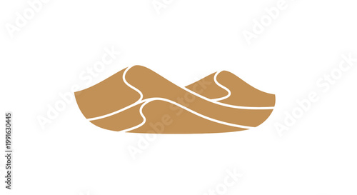 Brown abstract shape with lines.