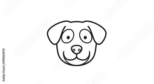 Cartoon dog head smiling face.