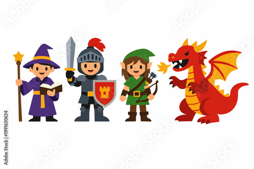 Fantasy Book Characters World Book Day Vector