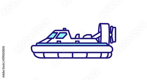 Hovercraft with Large Rear Propeller.