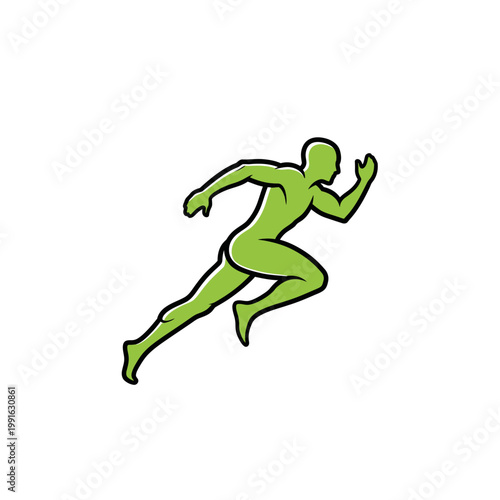 Green Man Running Fast Sprinting.