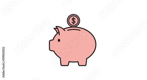 Pink Pig Saving Money Concept.