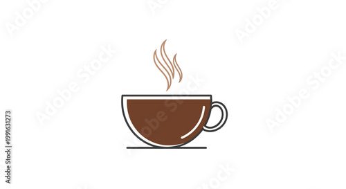 Steaming hot coffee cup icon.