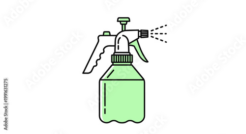 Spray bottle with liquid spraying out.