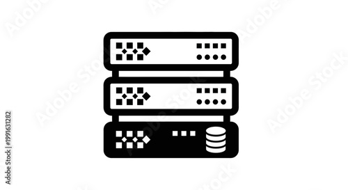 Stack of computer server hardware.