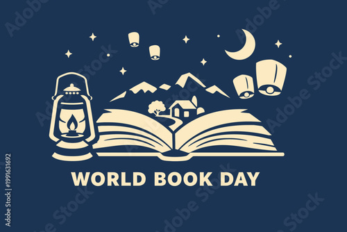Lantern Lighting Open Book World Book Day