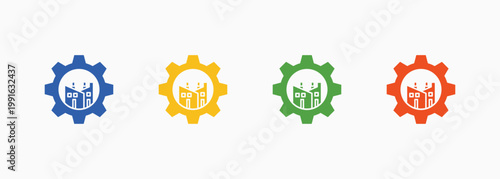 Obraz na plátně Industry Icon Set Color Multiple Style Collection Element For Design