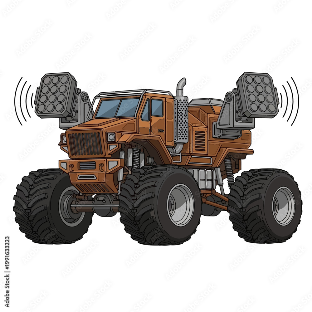 Obraz premium Large Orange Monster Truck Vehicle.