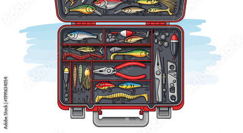 Fishing Lures in Red Case Box.