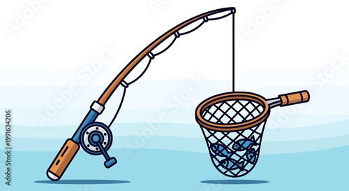 Fishing rod and net equipment.