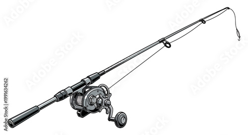 Fishing rod and reel equipment for angling sport.