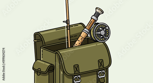 Fishing Rod and Reel in Bag.