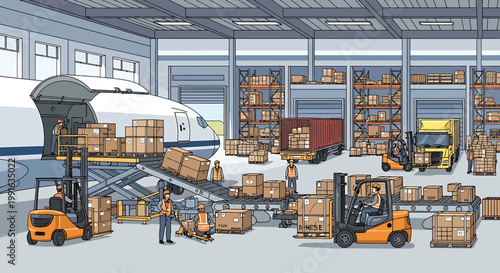 Forklift Operator Moving Cardboard Boxes.