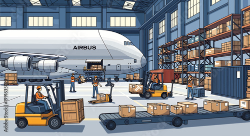 Forklift Operator Moving Cargo Boxes.