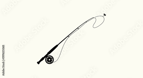 Fly fishing rod and reel isolated on white background.