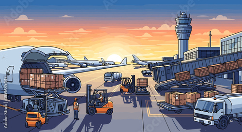 Forklift Operator Loading Cargo Containers.