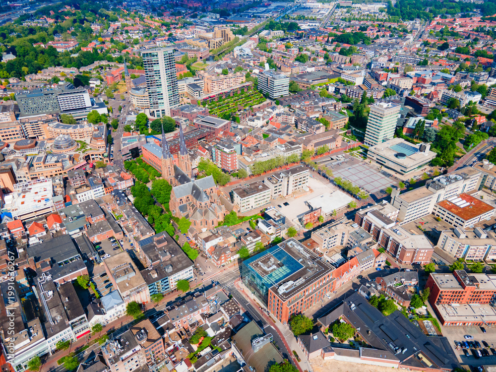 Obraz premium Panoramic view from above Eindhoven city skyline, Netherlands