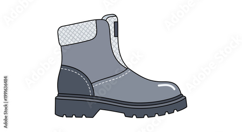 Gray boot with thick sole.