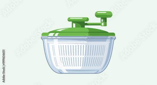 Green and Clear Salad Spinner for Fresh Vegetable Preparation.