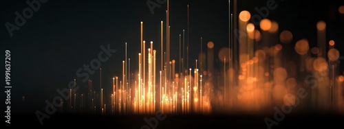 abstract light bars on dark background with vertical motion blur. concept of technology, data flow, digital network and innovation. banner