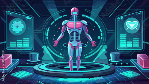 Futuristic robot anatomy scan a high tech examination of artificial intelligence