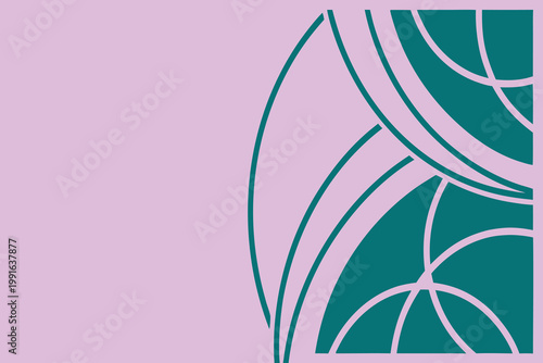 Abstract Geometric Background with Teal Curves on Lavender Backdrop