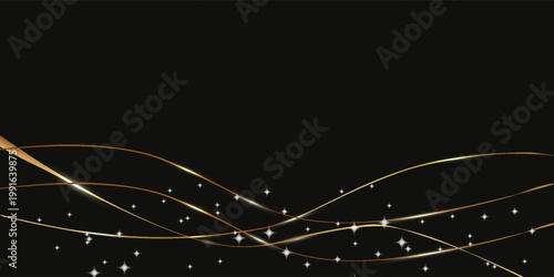 Glowing golden magic light effect. Vector graphics of neon lines motion. Abstract light lines of movement and speed.