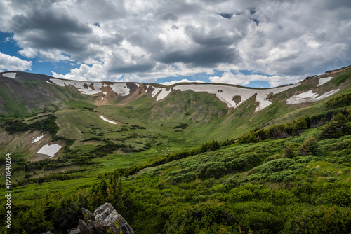 Scenic Rocky Mountain Landscape with Evergreen Hillside in Rocky Mountain NP, Colorado