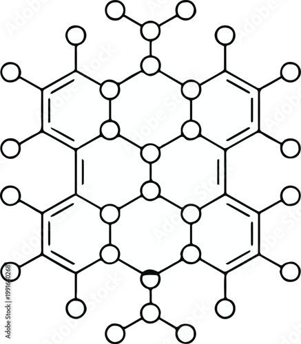 graphene molecular lattice hexagonal benzene ring chemical diagram art