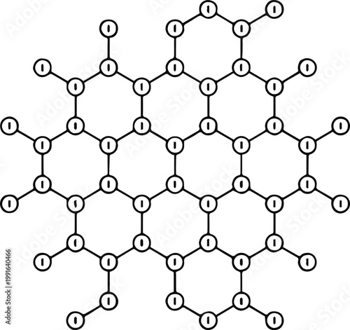 graphene aromatic hexagonal lattice molecule diagram vector art design